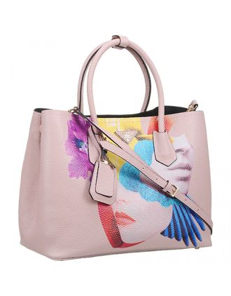 Prada Saffiano Soft Double Collage Print Light Pink Bag 18927284