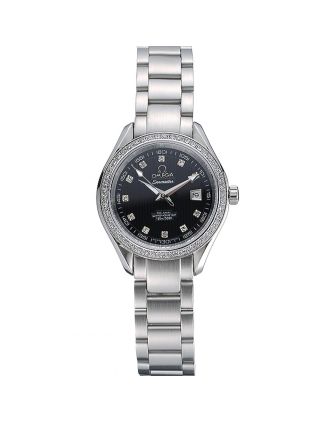 Omega Seamaster Aqua Terra Black Dial Diamond Case Stainless Steel Bracelet 622449