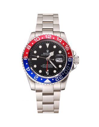 Swiss Rolex GMT Master II Black Dial Pepsi Bezel Stainless Steel Case And Bracelet 1453751