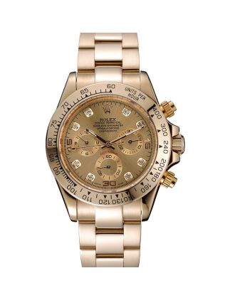 Rolex Cosmograph Daytona Brown Dial Diamond Numerals Gold Case And Bracelet 1454245