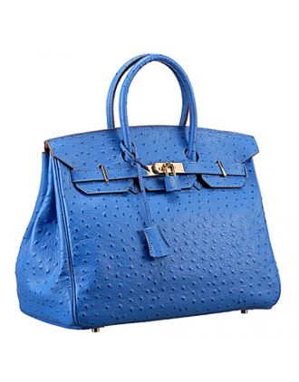 Hermes Birkin 35 Blue Ostrich Leather 607483