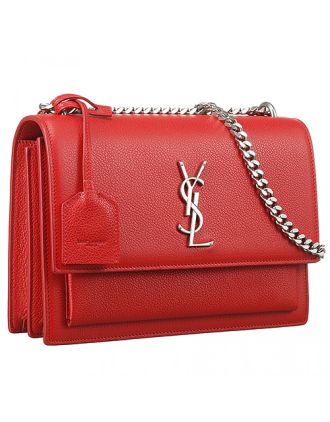 Saint Laurent Sunset Red Leather Medium Bag 18927396