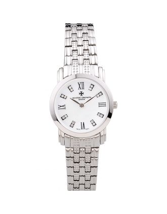Vacheron Constantin Patrimony Traditionnelle White Dial Diamond Numerals Stainless Steel Bracelet
