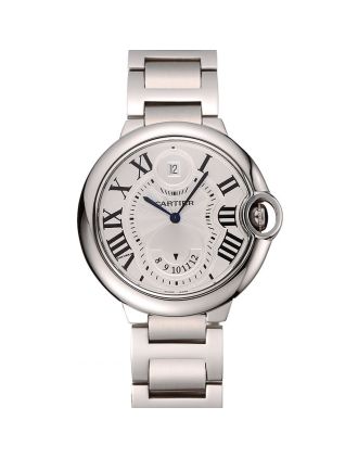Swiss Cartier Ballon Bleu Two Timezone White Dial Stainless Steel Bracelet 1453879