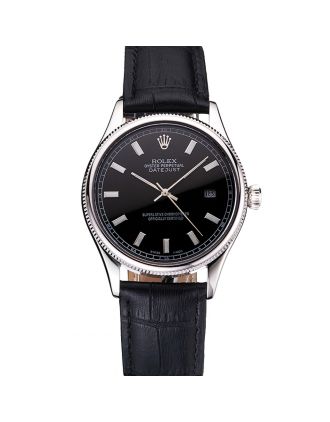 Swiss Rolex Datejust Black Dial Stainless Steel Case And Bracelet