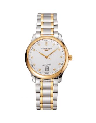 Swiss Longines Master White Dial Diamond Hour Markers Two Tone Stainless Steel Bracelet 1453930