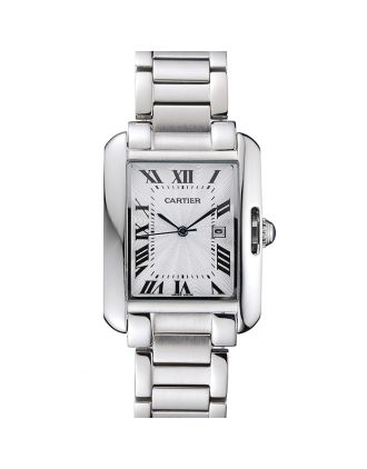 Cartier Tank Anglaise 30mm White Dial Stainless Steel Case And Bracelet