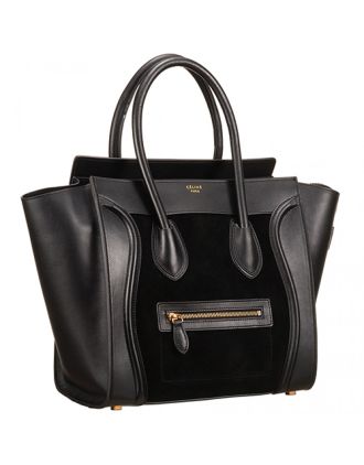 Celine Mini Luggage Black Leather/Suede Leather