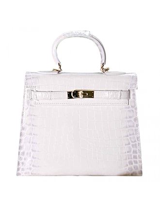 Hermes Kelly 28 Crocodile Leather White 608152