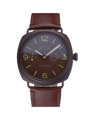 Panerai Luminor Marina Militare Purple Stainless Steel Bezel Brown Bracelet 622321
