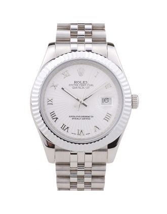 Rolex Datejust White Radial Dial Ribbed Bezel 7478