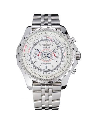 Breitling Bentley Chronograph White Dial Stainless Steel Strap