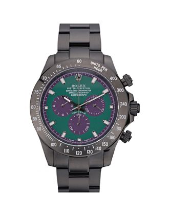 Rolex Daytona Black Ion Plated Tachymeter Black Stainless Steel Strap Green Dial 80246