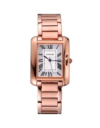 Cartier Tank Anglaise 30mm White Dial Rose Gold Case And Bracelet