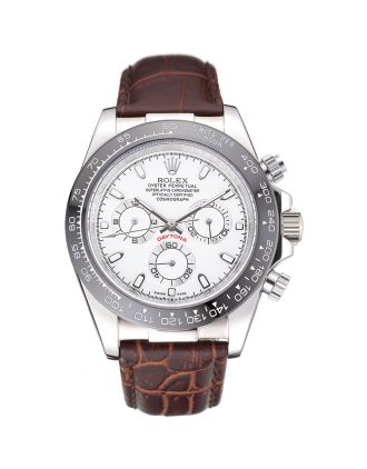 Rolex Cosmograph Daytona Stainless Steel Case White Dial Brown Leather Bracelet 622631