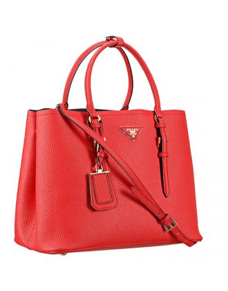 Prada Saffiano Soft Double Bag Red