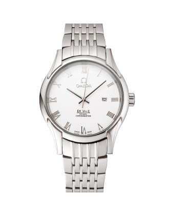 Omega De Ville White Dial Roman Numerals Stainless Steel Case And Bracelet 1453791