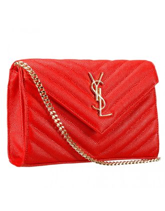 Saint Laurent Monogram Wallet On Chain Red