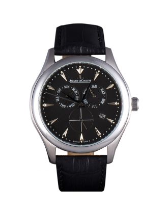 Jaeger Lecoultre Master Silver Bezel Black Leather Band 621615