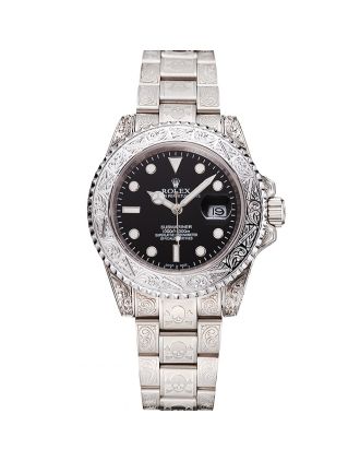 Swiss Rolex Submariner Skull Limited Edition Black Dial White Case And Bracelet 1454093