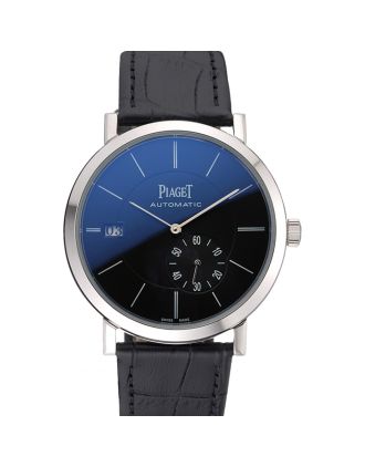 Piaget Altiplano Silver Case Black Dial Black Leather Bracelet 622629