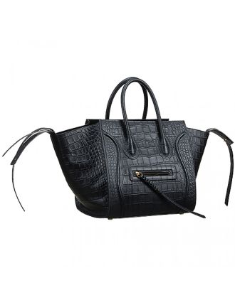Celine Phantom Medium Black Crocodile Leather