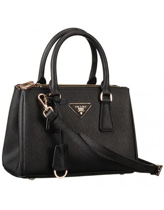 Prada Saffiano Mini Double Zip Tote Black