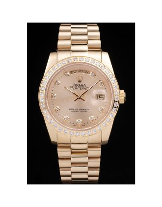 Rolex Day-Date 18k Yellow Gold Plated Stainless Steel Gold Dial